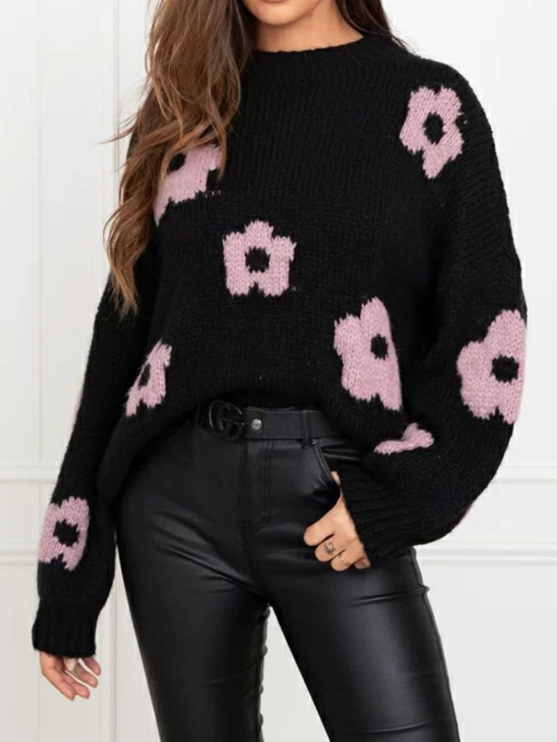Autumn and Winter Women's Sweaters, Women's Floral Personalized Plus-size Trendy Sweaters