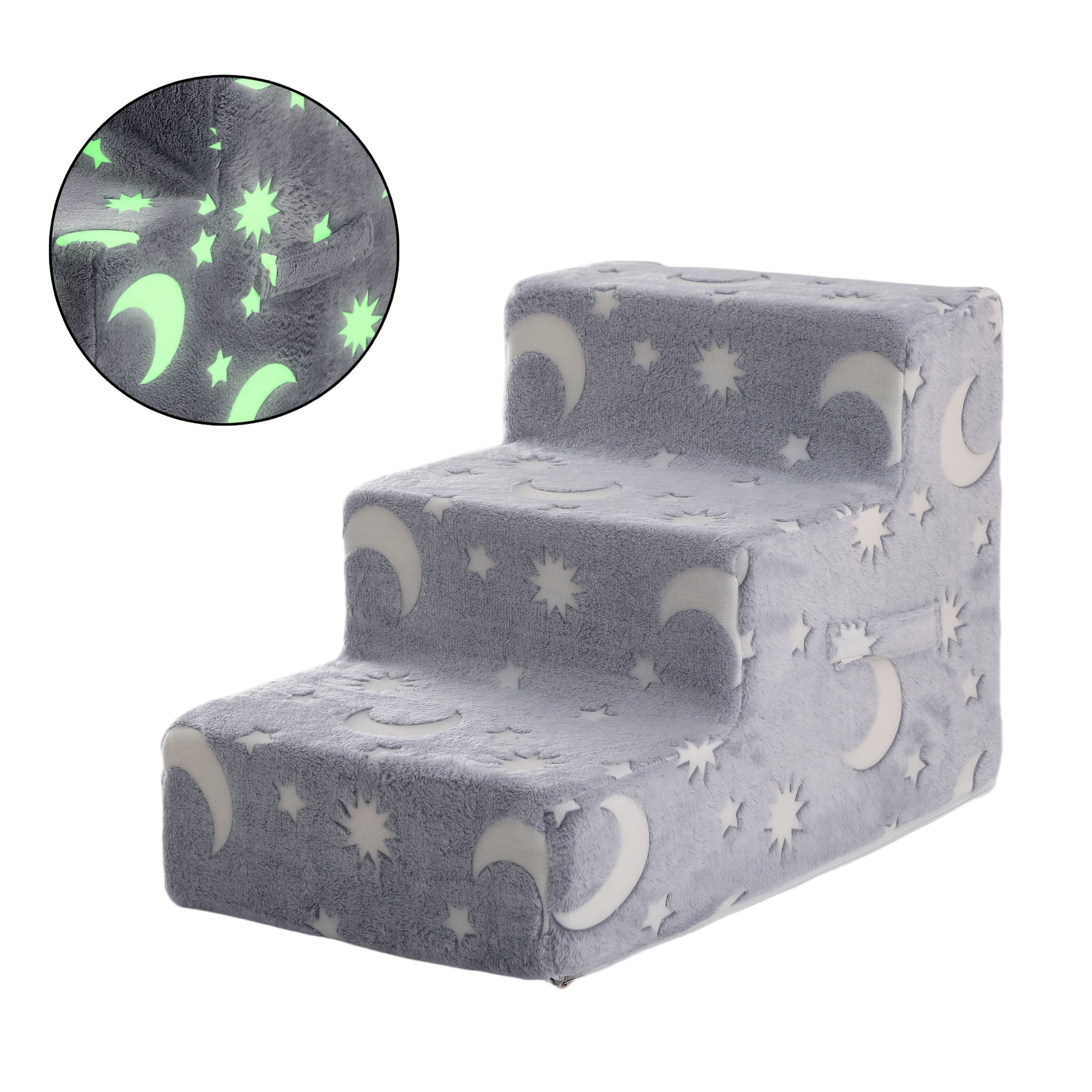 3-step Dog Stairs 3-step Dog Stairs For Small & Medium Dogs - Non-slip Removable Pet Steps With Soft Sponge Material, Cartoon Design & Star Pattern, Durable Pet Bed For Indoor/outdoor Use, Easy To