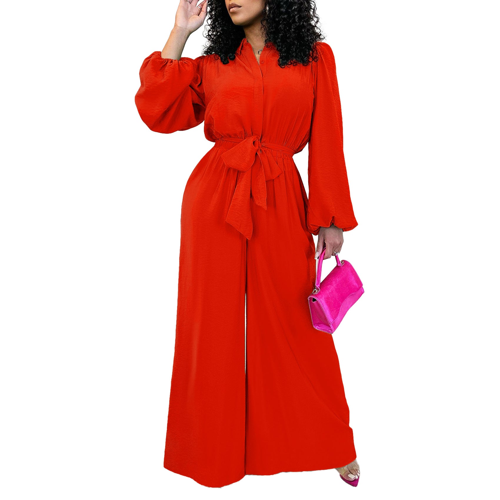 Chic Long Sleeve Plus Size Casual Jumpsuit