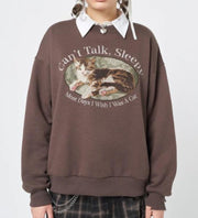 Women's Loose Crew Neck Printed Casual Long-Sleeve Sweater