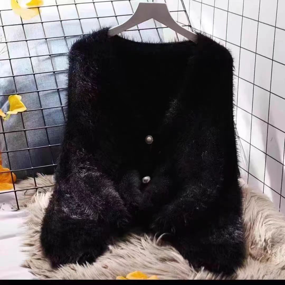 Idle Style Mohair Sweater Furry Coat Top