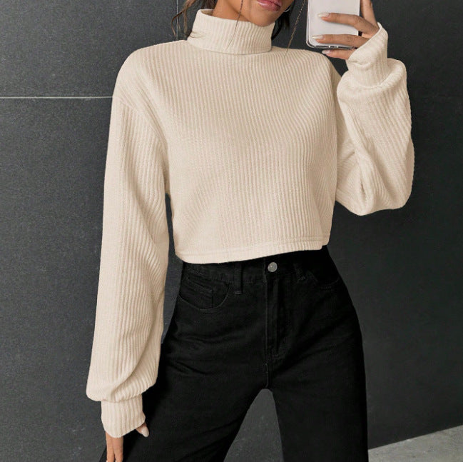Stylish Casual Long-sleeve Solid-color Stand-up Collar