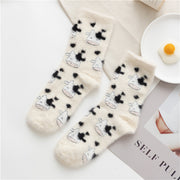 Soft Coral Fleece Socks for Women - Cartoon Animal Designs