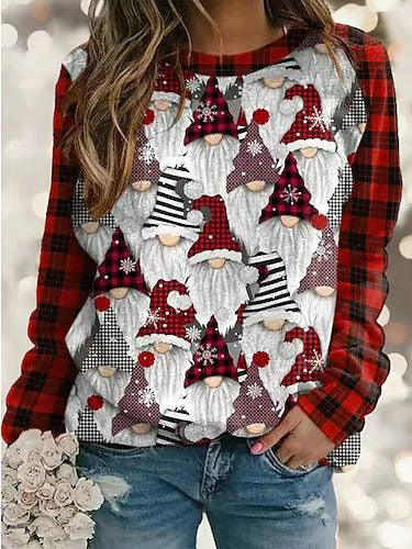 Women's 3D Printed Loose Round Neck Fashion Sweater