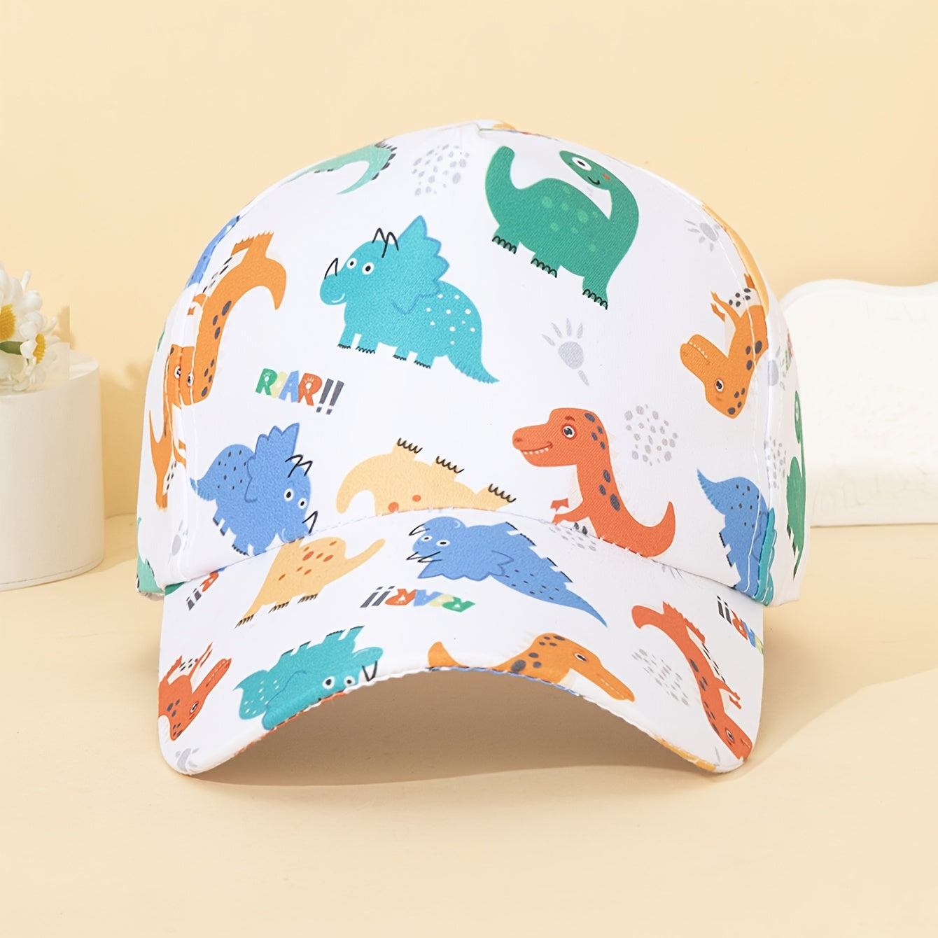 Adjustable Blue Dinosaur Print Baseball Cap for Kids