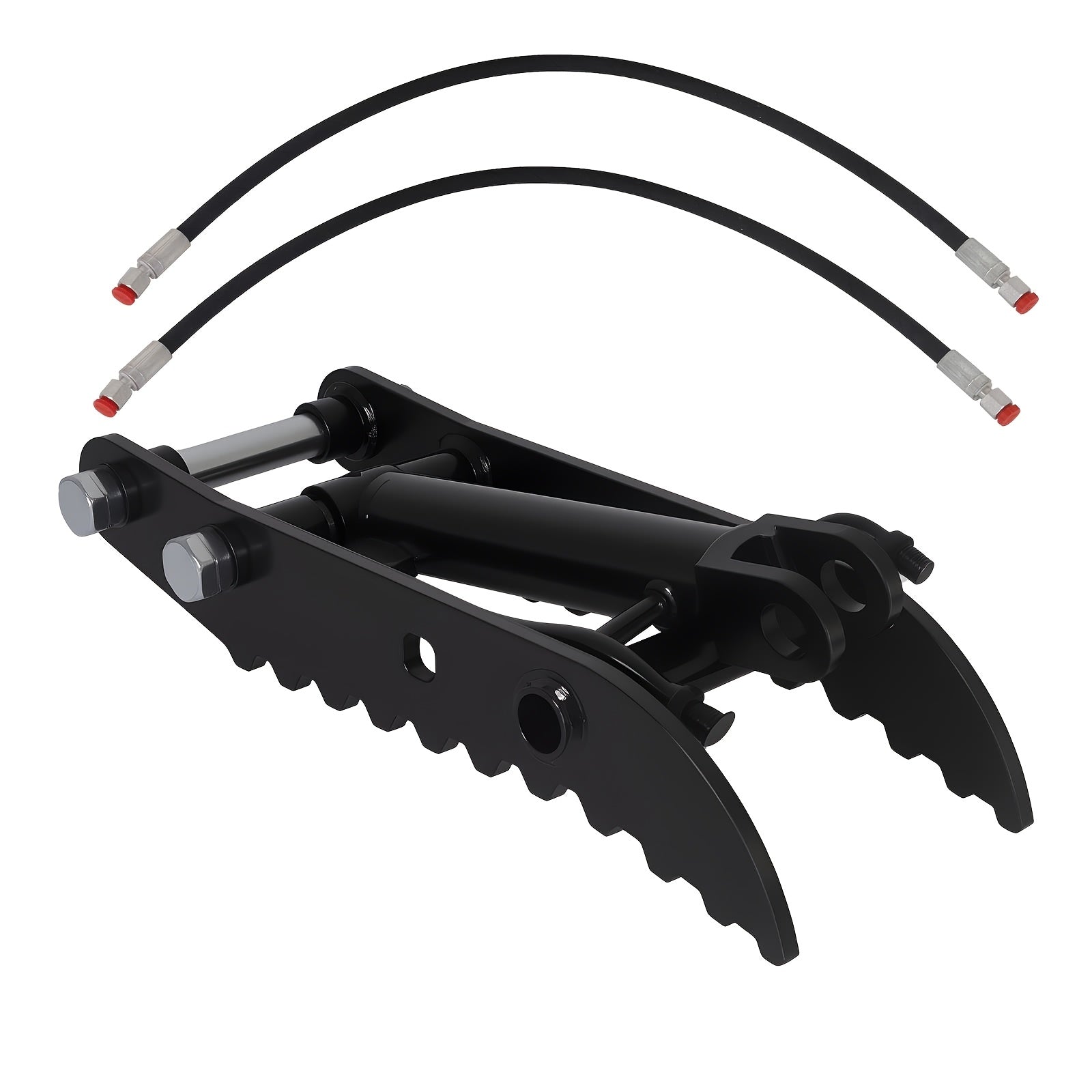 Mini Excavator Hydraulic Thumb Kit for Up to 3‑Ton Diggers – Includes Two M14 Hoses and Converters (Black)