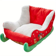 Cozy Winter Warm Pet Bed For Small & Medium Dogs - Soft Removable Washable Dog House With Sled-style Roof, Red & White Bedding - No Assembly Needed, Safe & Warm Kennel-like For Pomeranians,