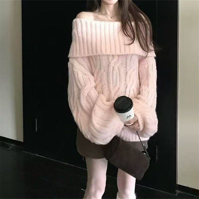 Off-shoulder Soft and Cuddly Faux Mink Knit Top