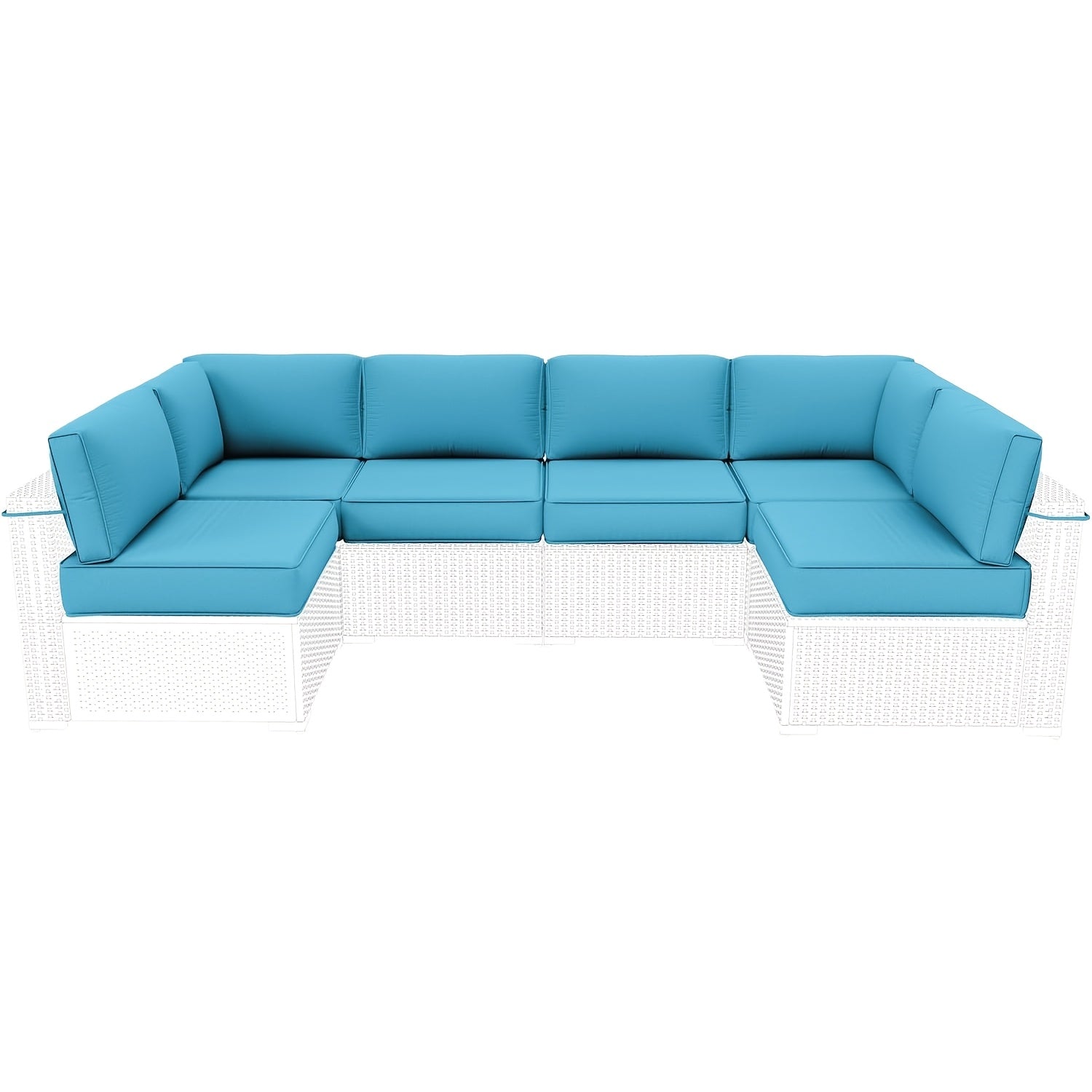 14pcs Waterproof Outdoor Cushion Replacement 5Inch High Density Foam Patio Cushions for 6 Seater Patio Furniture Set with Cushion Inserts And Covers