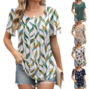 Spring‑Summer Loose‑Fit Striped Short‑Sleeve Crew Tee for Women