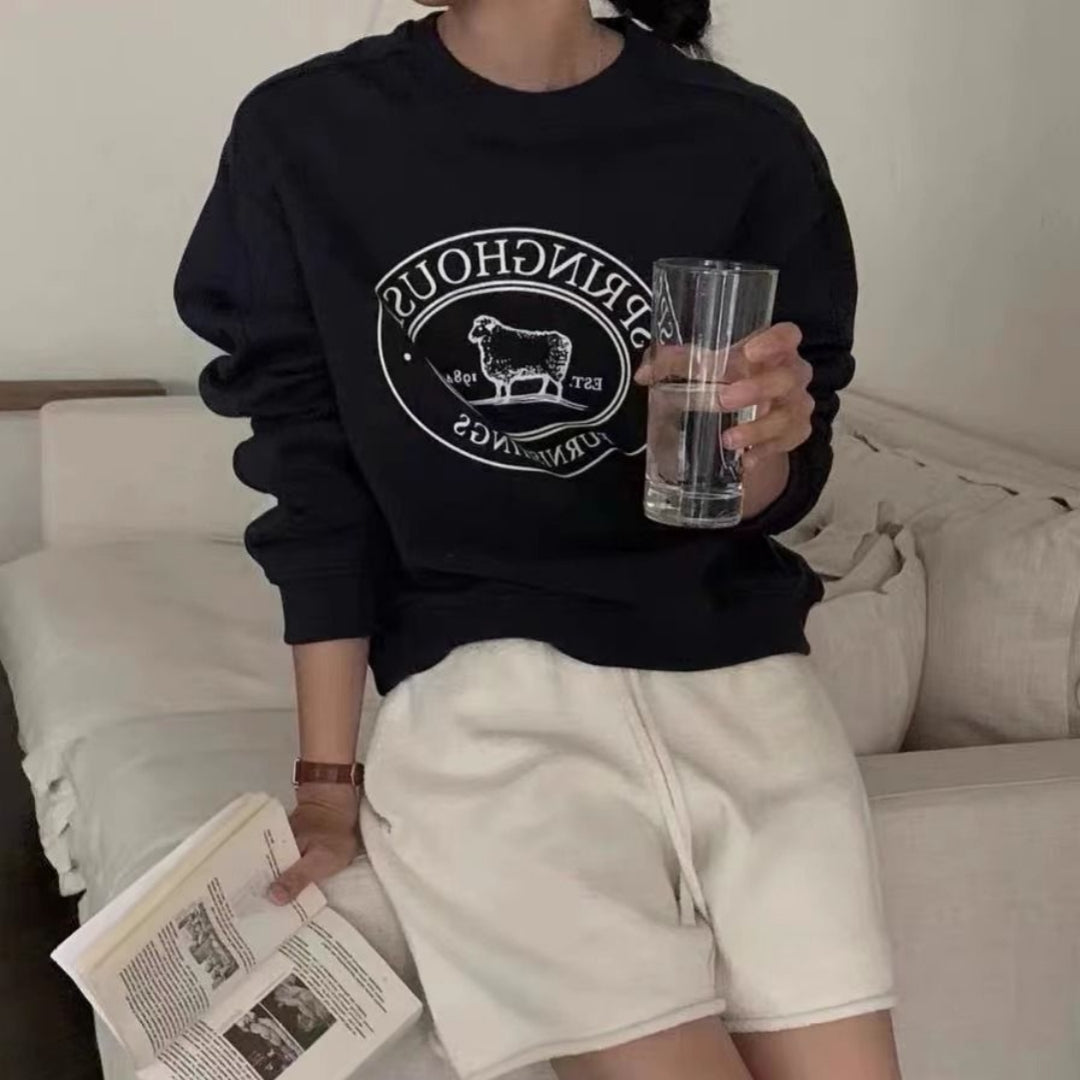 Cozy Embroidered Fleece Pullover Sweatshirt