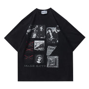 Letter Print Casual Round Neck Short Sleeve Tee