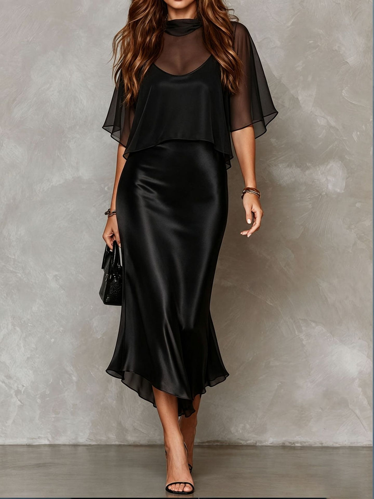 Womens Casual Sheer Chiffon Slip Dress Elegant