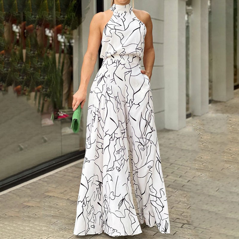 Elegant Halterneck Wide-Leg Jumpsuit