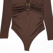 Sexy Deep-V Long-Sleeve Bodycon Jumpsuit