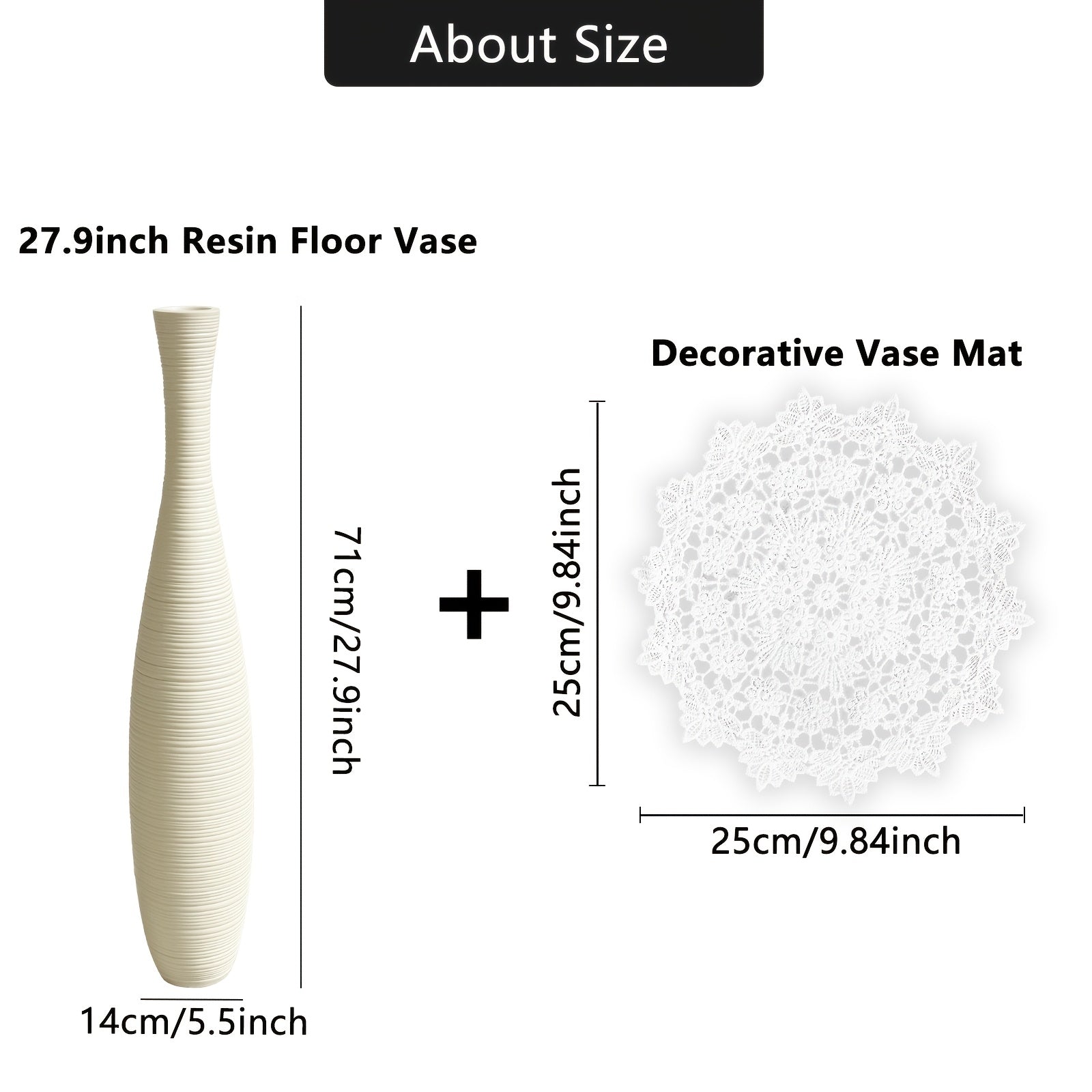 Extra-large resin floor vase with horizontal stripes