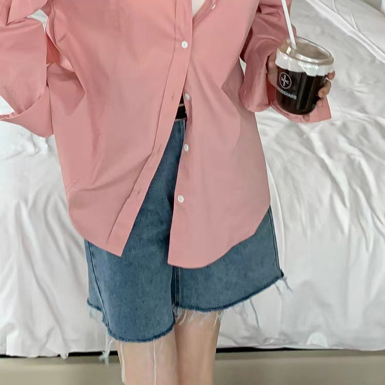 American Retro Contrast Color And Versatile Sun Protection Shirt