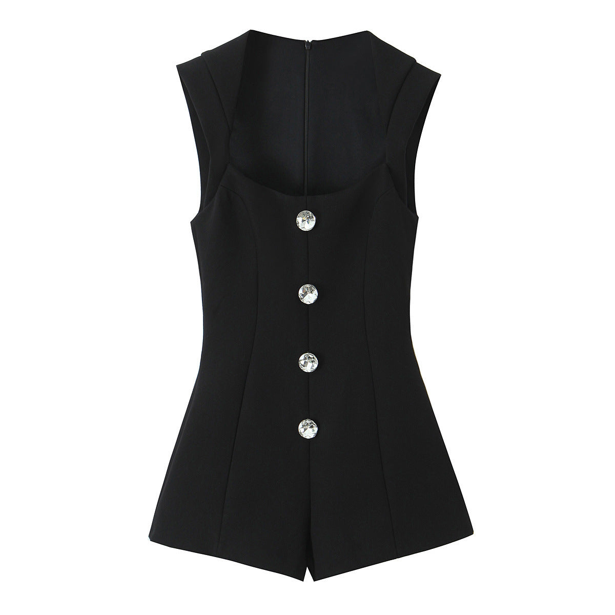 Chic Button-Trimmed Sleeveless Romper for Women
