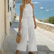 Tasseled Lace-Up Pocket Wide-Leg Jumpsuit