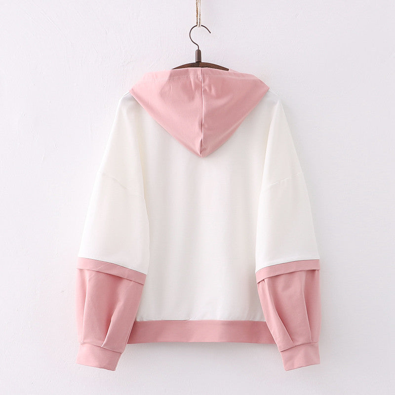 Cute Bunny Hooded Student Sweatshirt