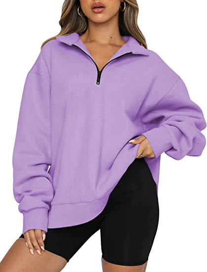Women's Casual Zip Turndown Collar Sweatshirt