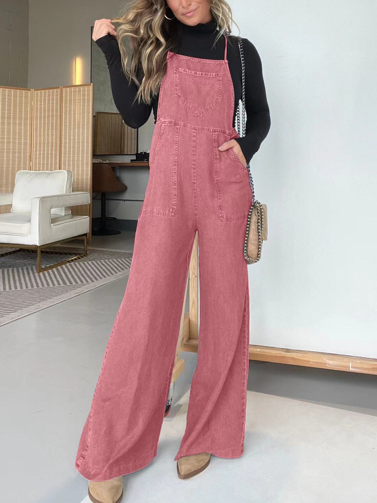 Trendy Denim Wide-Leg Jumpsuit for Women
