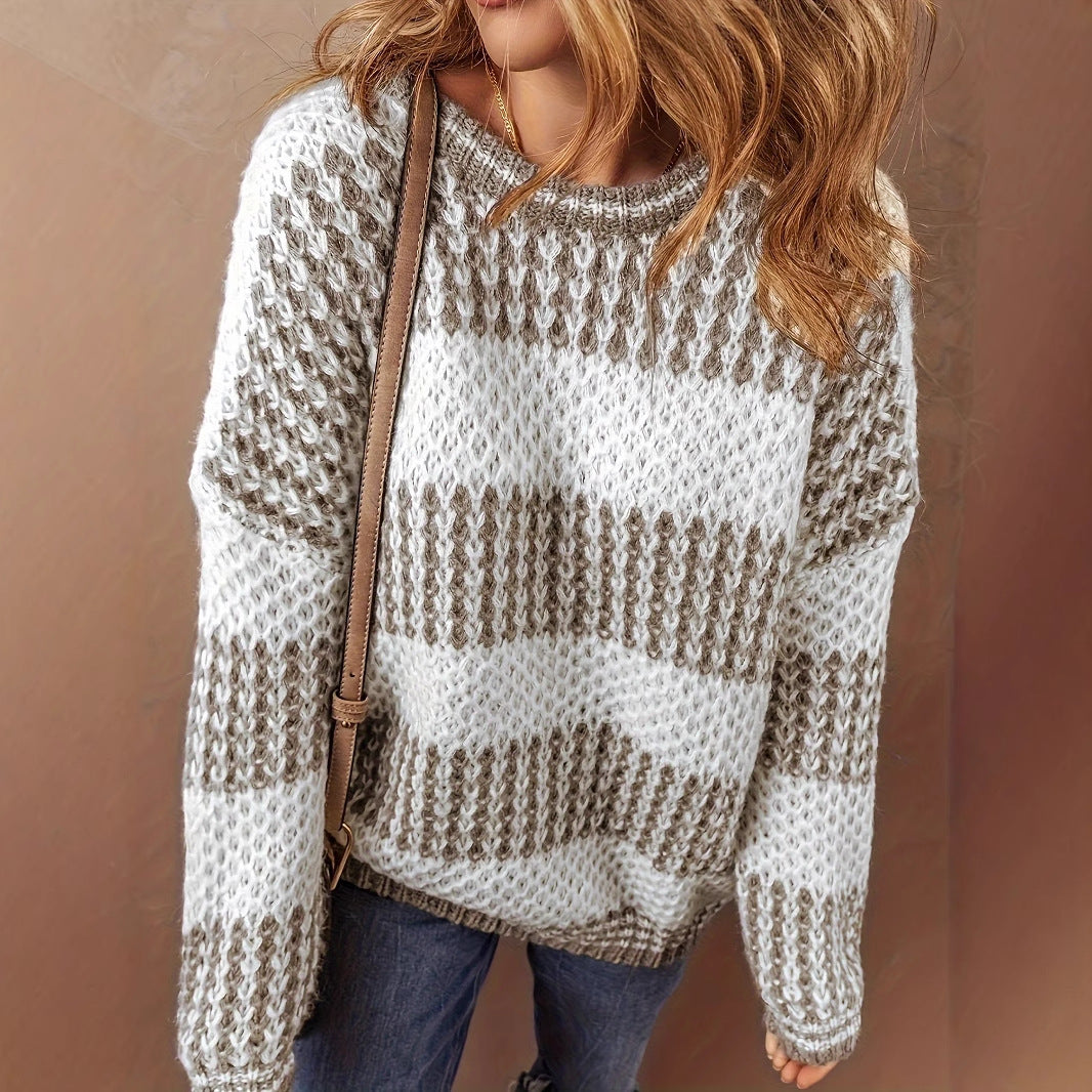 Women's Loose and Versatile Thick Striped Sweater Knitted Sweater