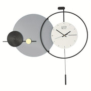 Large Modern Iron Wall Clock with Elegant Pendulum - Classic Design, Quiet Operation, Stylish Home Decor for Living Room, Bedroom, Office - Battery Operated (AA Not Included), Clock Wall Decor, Office Timepiece, Minimalist Design, Sleek Finish