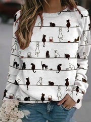 Cute Animal Print Raglan Long-Sleeve Sweatshirt