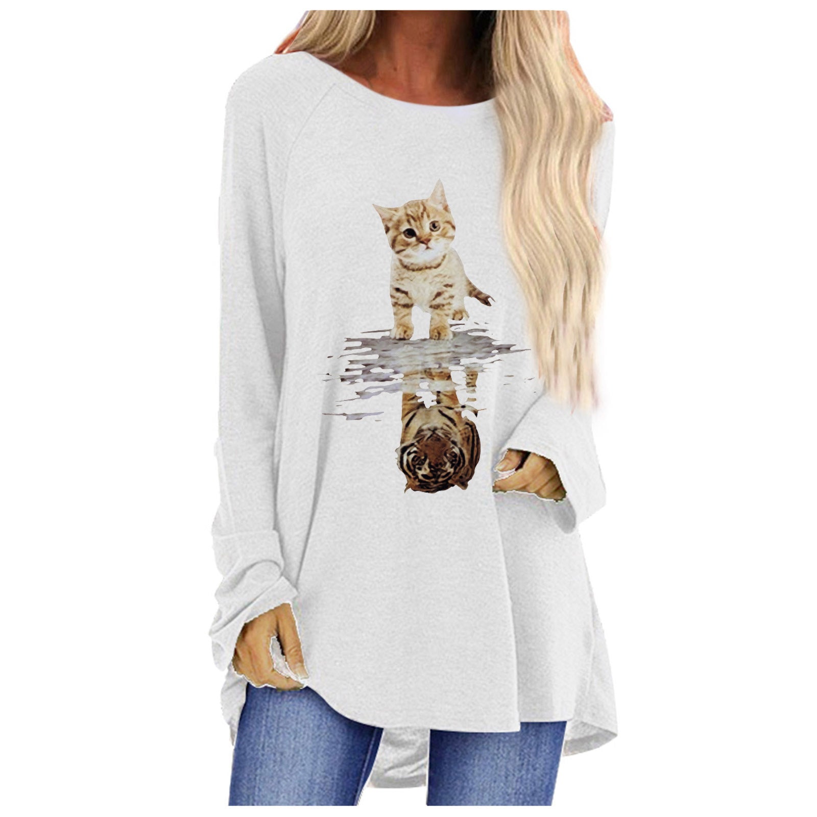 Women's Loose Round Neck Long Sleeve T-Shirt