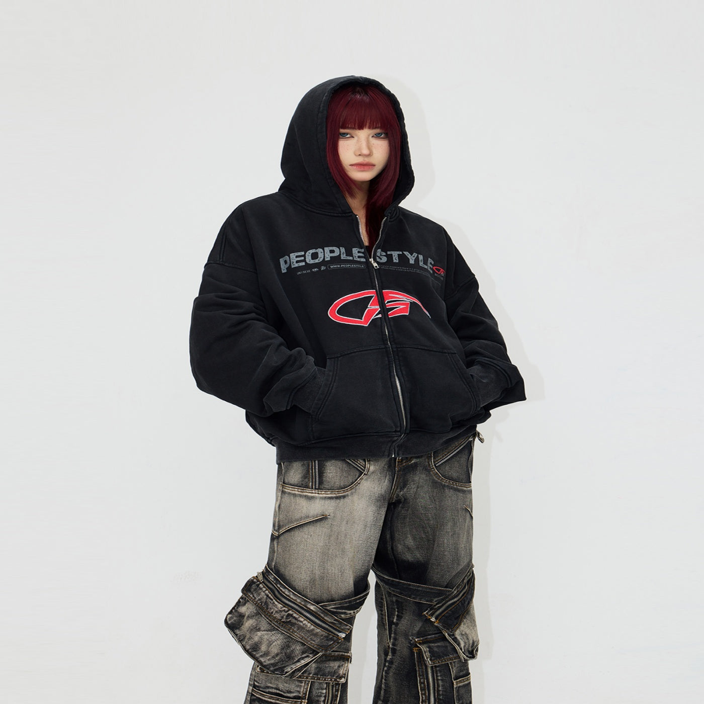 Heavyweight Embroidered Zip-Up Hoodie