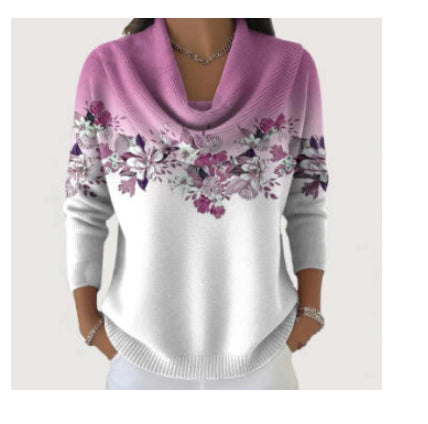Womens Loose-fit Knitted Sweater with a Printed Design