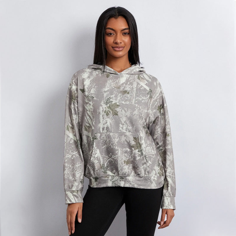Women's Loose Camouflage Maple Leaf Hoodie