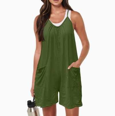 Women's Casual Sleeveless Camisole Jumpsuit with Pockets