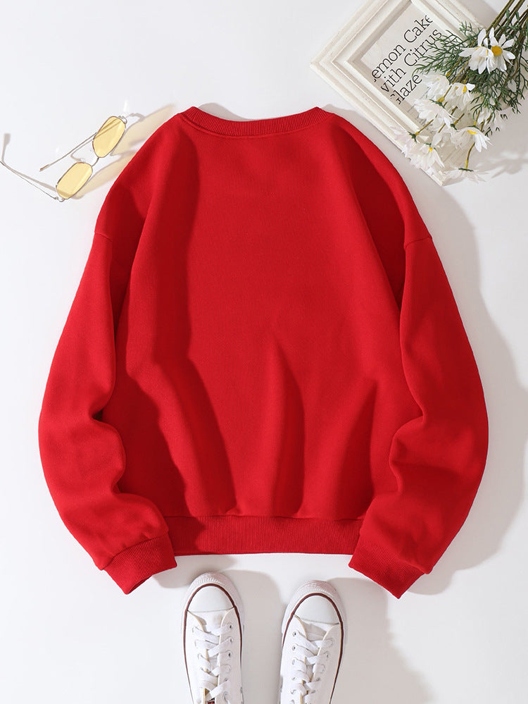 Women's Cozy Fleece-Lined Slogan Crewneck Sweatshirt