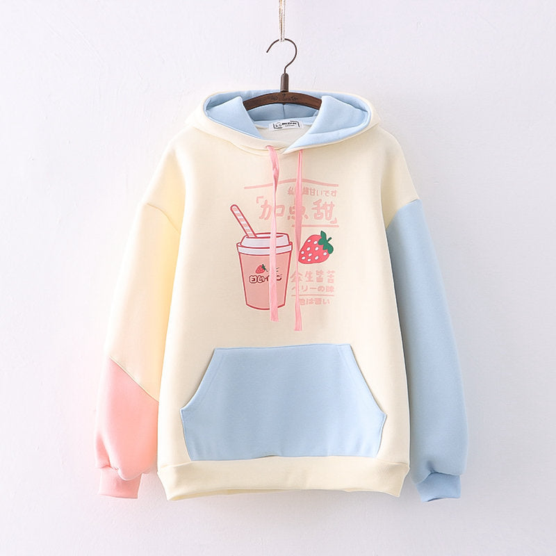 Hooded Student Plus Velvet Warm Sweater Girl