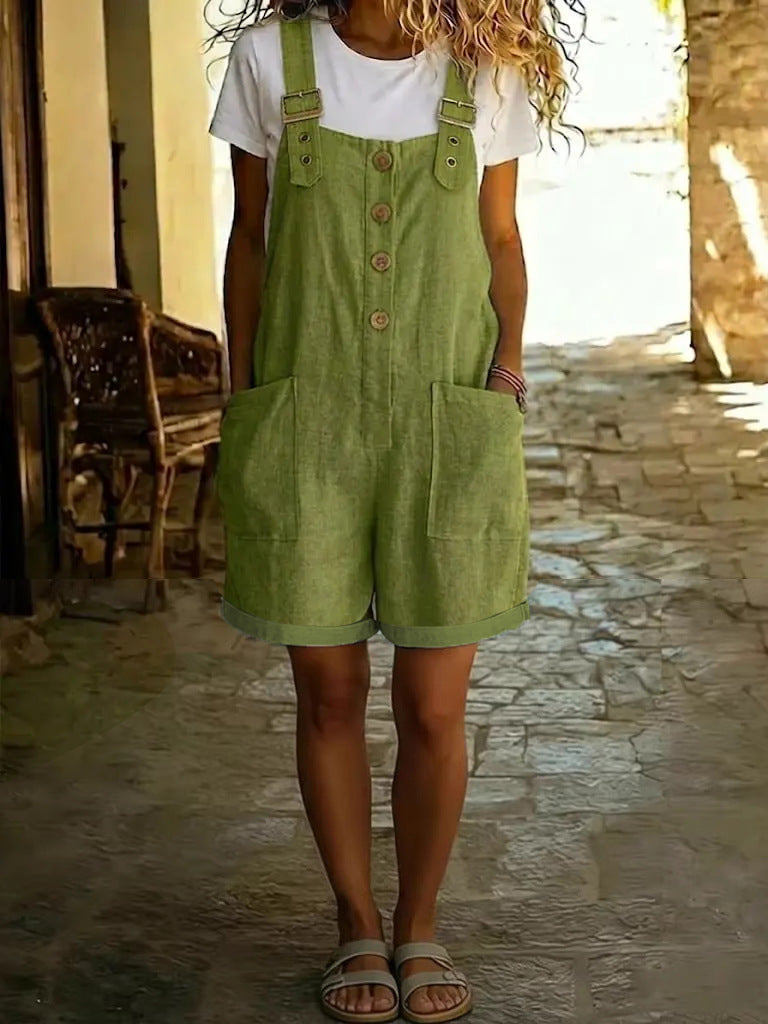Retro Pocket Straight-Leg Overalls for Women