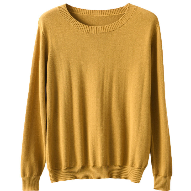 Women's Simple Crew-neck Pullover Knit Sweater
