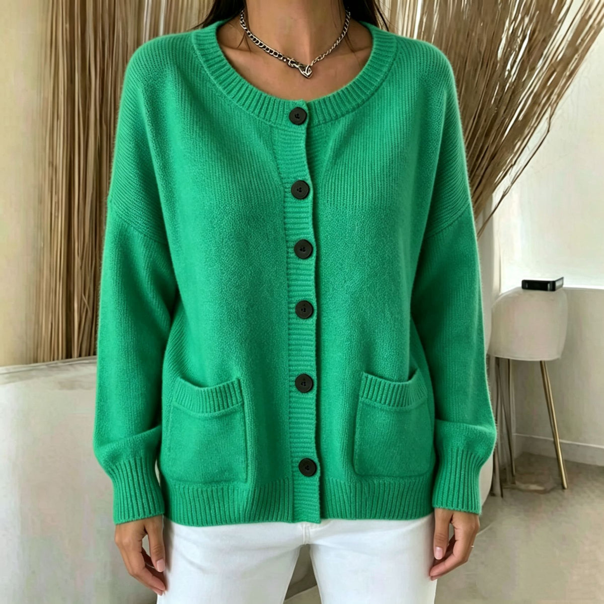 Womens Solid-color Knitted Cardigan Sweater Coat