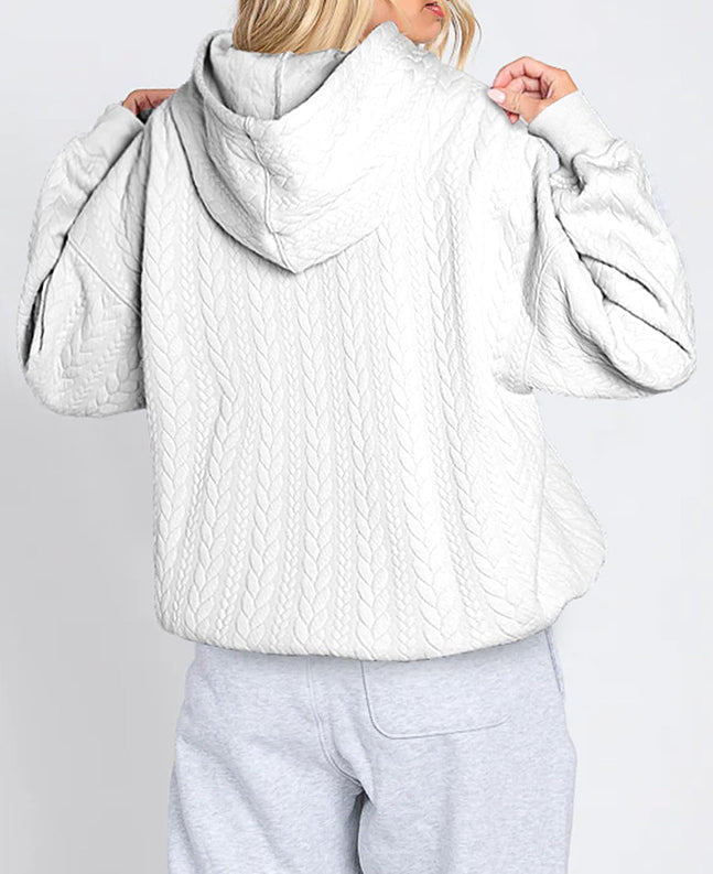 Casual Twist Texture Solid Color Women's Hoodie Sweater