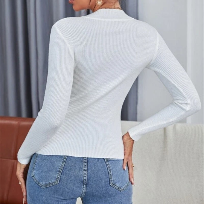 Autumn and Winter Thin Half Turtleneck Slim Fit Sweater Women