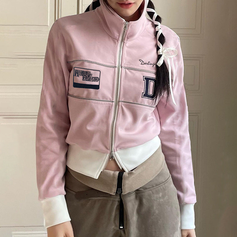 Retro Colorblock Double-Zip Loose Streetwear Jacket