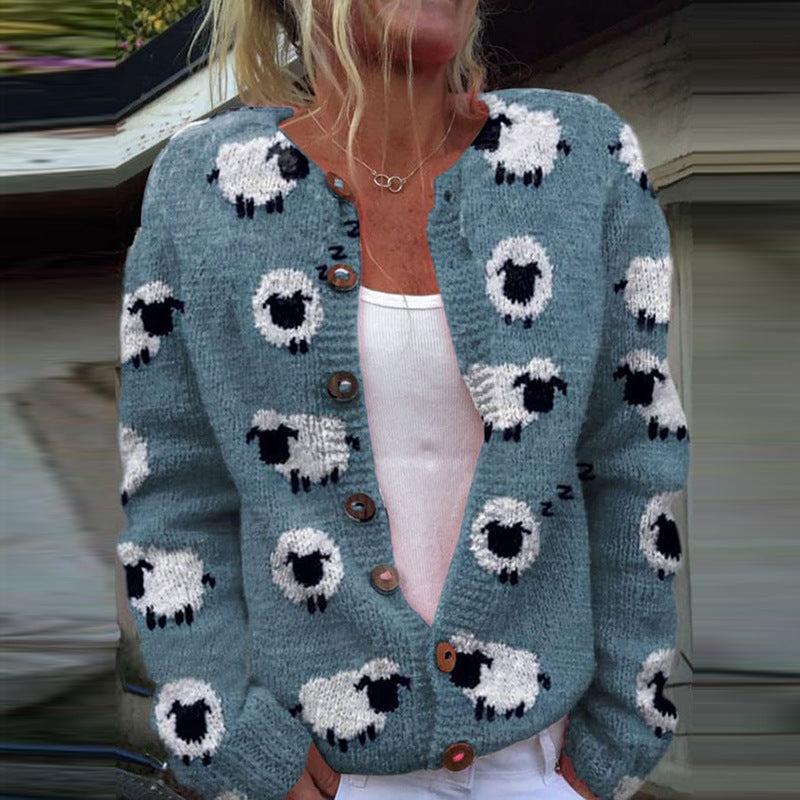 3d Digital Printing Cardigan Knitted Coat