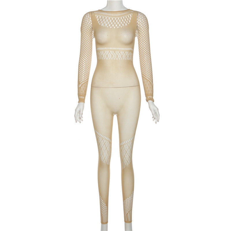 Women's Mesh See-Through High Waist Jumpsuit