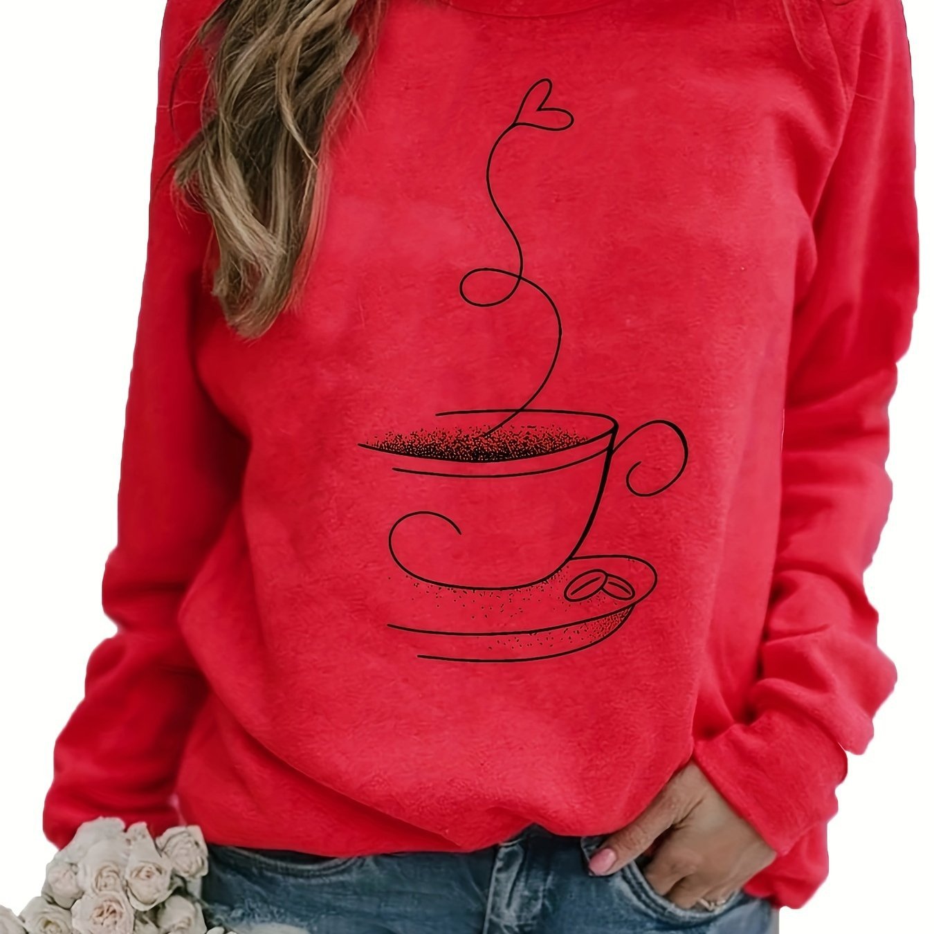 Women's Graphic Print Crew Neck Casual Sweater
