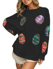 Women's Sparkle Sequined Long Sleeve Knitted Sweater