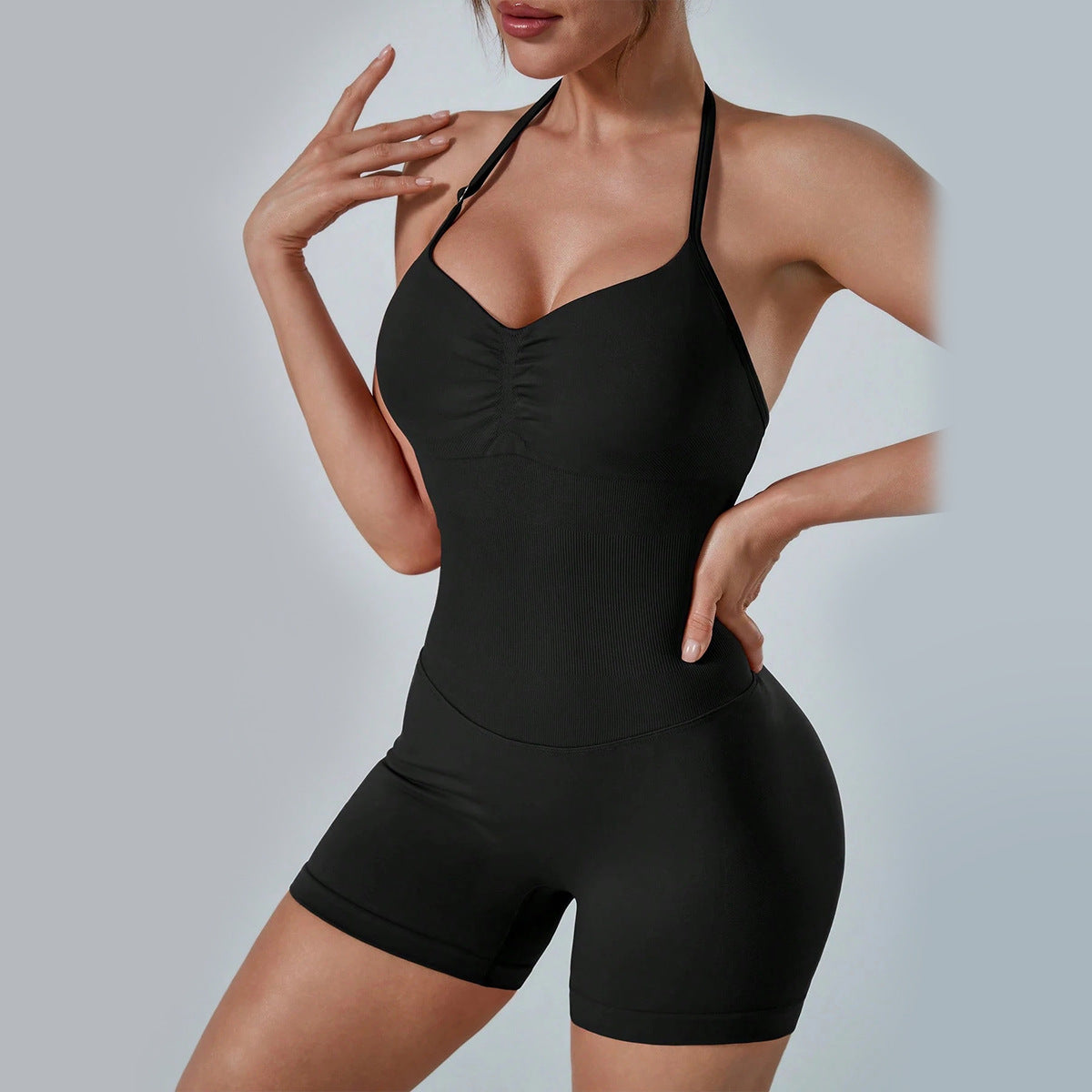 Seamless One-Piece Yoga Jumpsuit, Sexy Peach Butt Yoga Bodysuit, Quick-Dry Fitness Sports Backless Yoga Outfit