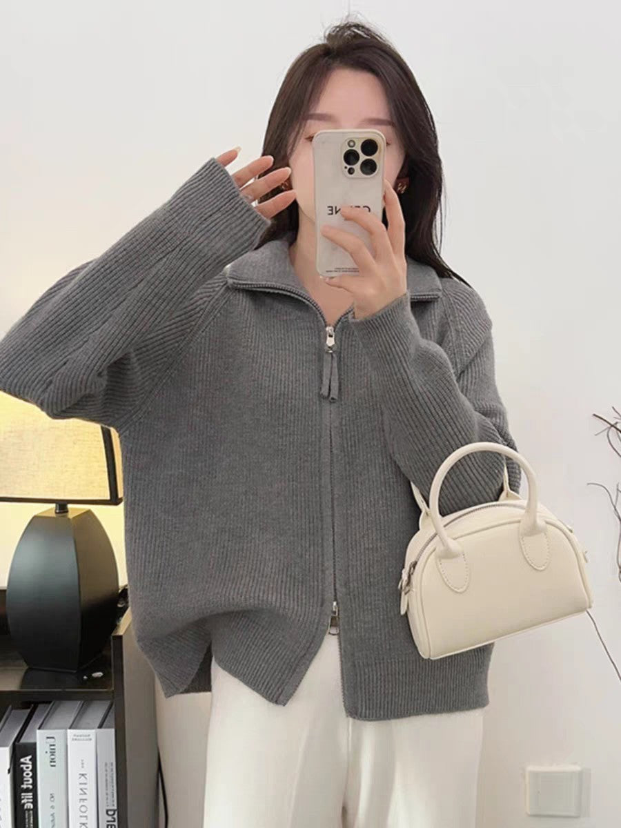 Spring Concise Idle Style Soft Glutinous Coat Thermal Knitting Coat