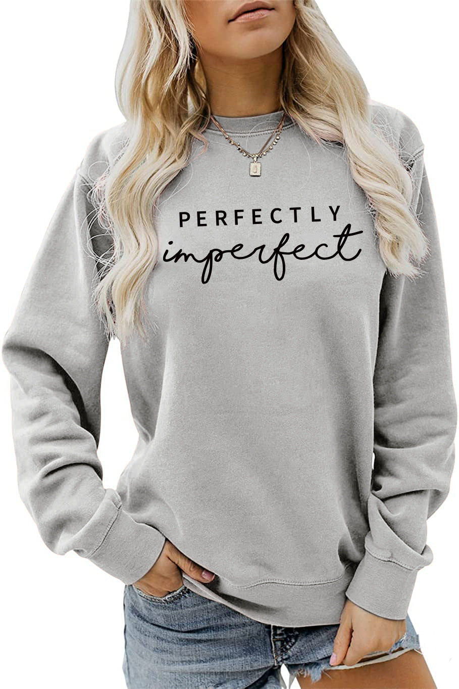 PERFECTLY Imperfect Women's Round Neck Long Sleeve Sweater