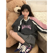 Women's Colorblock Sports Pullover Round Neck Sweatshirt